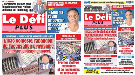 Voici la Une du Défi Plus de ce samedi 05 Août 2023