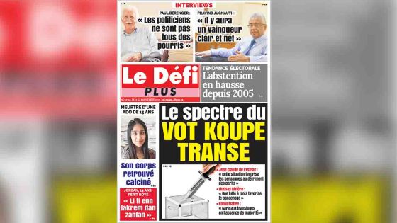 Voici la Une du Défi Plus de ce samedi 02 novembre 2019