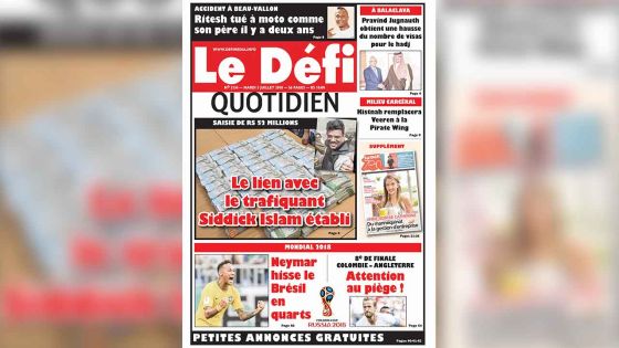 Voici la Une du Defi Quotidien de ce mardi 03 juillet 2018