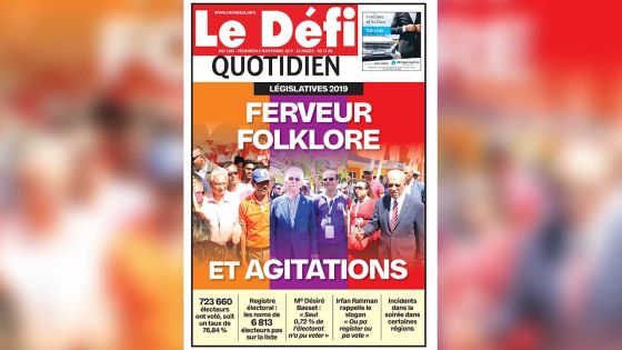 Voici la Une du Defi Quotidien de ce vendredi 08 novembre 2019