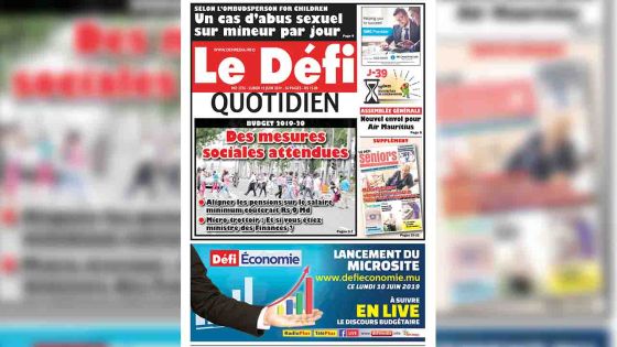 Voici la Une du Defi Quotidien de ce lundi 10 juin 2019