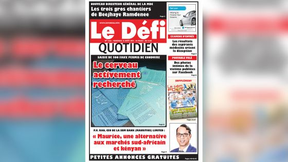 Voici la Une du Defi Quotidien de ce vendredi 16 août 2019