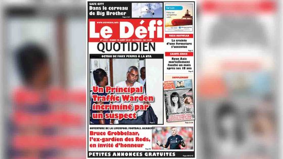 Voici la Une du Defi Quotidien de ce mardi 20 août 2019