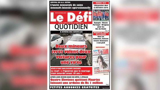 Voici la Une du Défi Quotidien de ce mardi 26 juin 2018