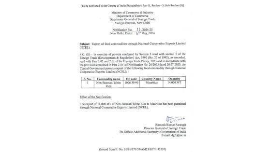 Malgré l’interdiction depuis juillet 2023 : l’Inde permet l’exportation de 14 000 tonnes métriques de riz blanc non-basmati vers Maurice