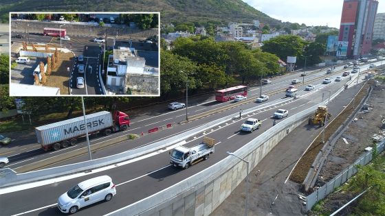 Port-Louis : l'autopont Decaen vu du ciel après son ouverture 