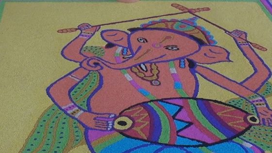 Ganesh Chaturthi : un «rangoli» en l’honneur du dieu à la tête d’éléphant