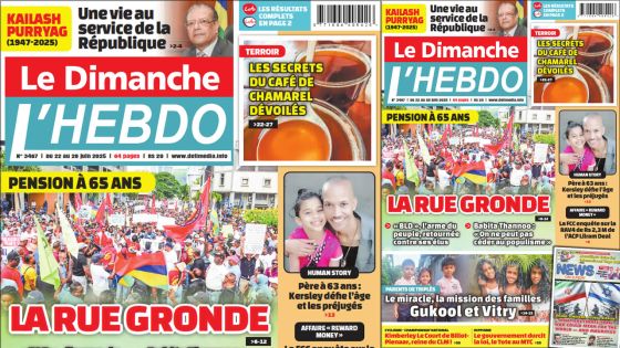 Voici la Une de Le Dimanche/L'Hebdo de ce Dimanche 22 Juin 2025