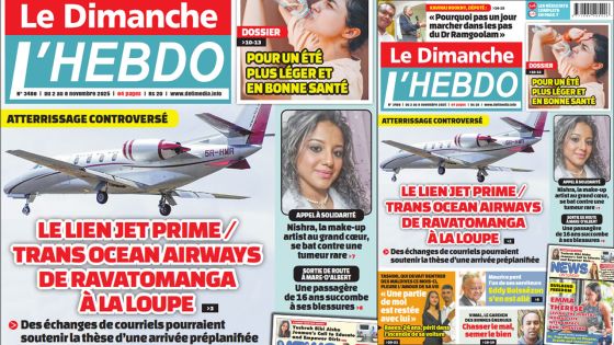 Voici la Une de Le Dimanche/L'Hebdo de ce Dimanche 02 Novembre 2025
