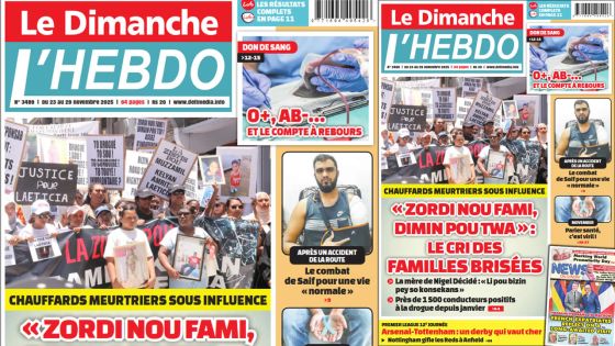 Voici la Une de Le Dimanche/L'Hebdo de ce Dimanche 23 Novembre 2025
