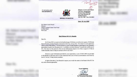 Allocations pour la Mission Hadj : Al Khizr avait perçu Rs 60 000, selon l’ICC