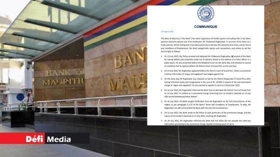 La BoM dément toutes « mesures punitives » à l’encontre du syndicaliste Chidanand Rughoobar