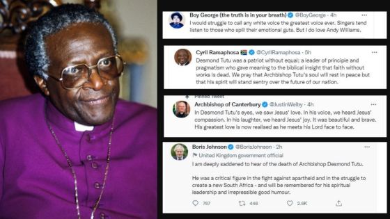 Hommages après le décès du Sud-Africain Desmond Tutu