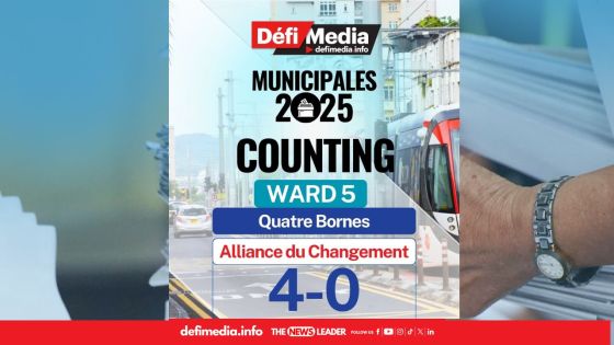 Municipales 2025 – Résultats en direct - Ward 5 Quatre-Bornes : l’Alliance du Changement rafle les 4 sièges