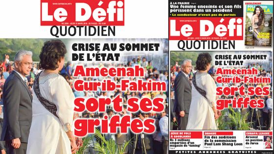 Voici la Une du Defi Quotidien de ce jeudi 15 mars