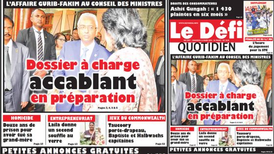 Voici la Une du Defi Quotidien de ce vendredi 16 mars