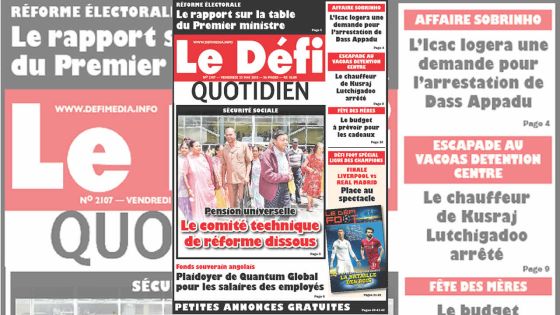 Voici la Une du Defi Quotidien de ce vendredi 25 mai 2018