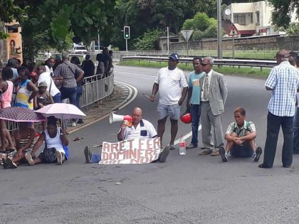 Le Groupe Zenfan Roche-Bois manifeste devant la Government House 