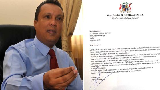 Polémique sur les achats médicaux : Assirvaden demande à l'Icac d'ouvrir une enquête sur Sawmynaden et la STC