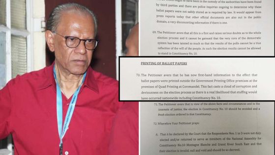 Législatives 2019 : voici la pétition électorale de Ramgoolam qui allègue que des bulletins de vote ont été imprimés dans une imprimerie à Coromandel