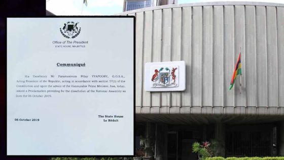 Le Parlement à Maurice officiellement dissous, les élections générales auront lieu le 7 novembre