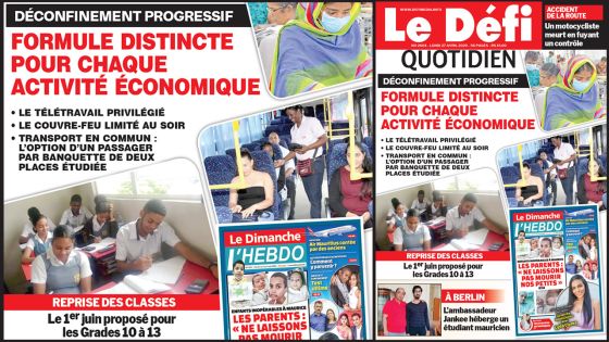 Voici la Une du Defi Quotidien de ce lundi 27 avril 2020