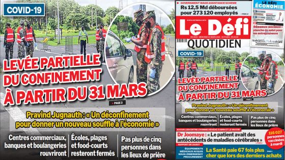 Voici la Une du Défi Quotidien de ce mercredi 24 mars 2021