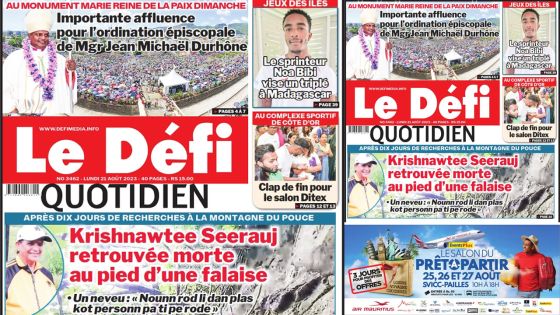 Voici la une du Défi Quotidien de ce Lundi 21 Août 2023