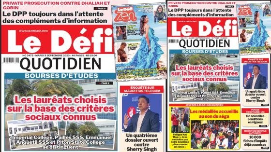 Voici la une du Défi Quotidien de ce Mardi 05 Septembre 2023