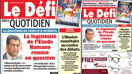 Voici la une du Défi Quotidien de ce jeudi 13 Juin 2024