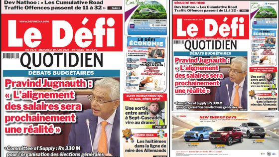 Voici la une du Défi Quotidien de ce Mercredi 19 Juin 2024