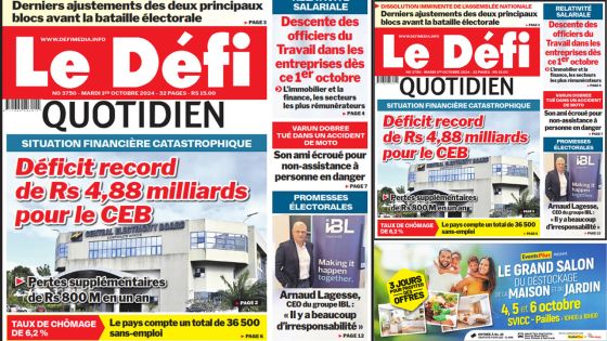 Voici la une du Défi Quotidien de ce Mardi 01 Octobre 2024