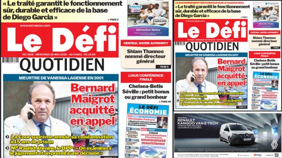 Voici la une du Défi Quotidien de ce Mercredi 28 Mai 2025