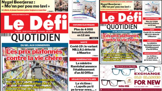 Voici la une du Défi Quotidien de ce Jeudi 29 Mai 2025
