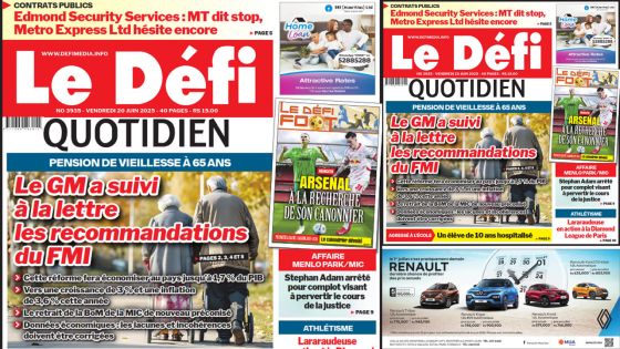 Voici la une du Défi Quotidien de ce Vendredi 20 Juin 2025