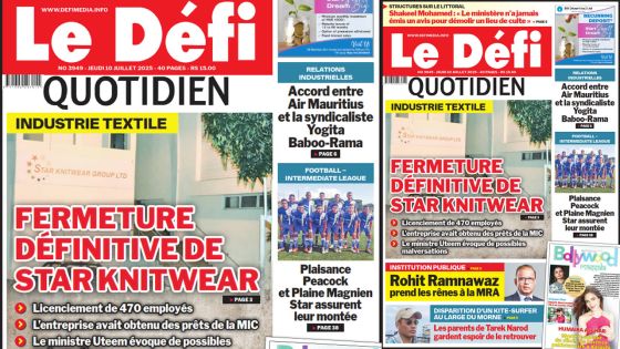 Voici la une du Défi Quotidien de ce Jeudi 10 Juillet 2025