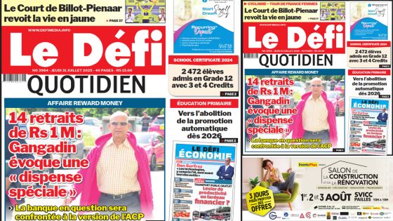 Voici la une du Défi Quotidien de ce Jeudi 31 Juillet 2025