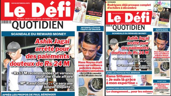 Voici la une du Défi Quotidien de ce Jeudi 14 Août 2025