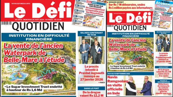 Voici la une du Défi Quotidien de ce Mercredi 20 Août 2025