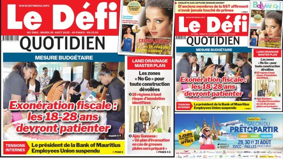 Voici la une du Défi Quotidien de ce Mardi 26 Août 2025