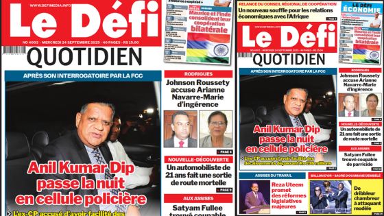 Voici la une du Défi Quotidien de ce Mercredi 24 Septembre 2025