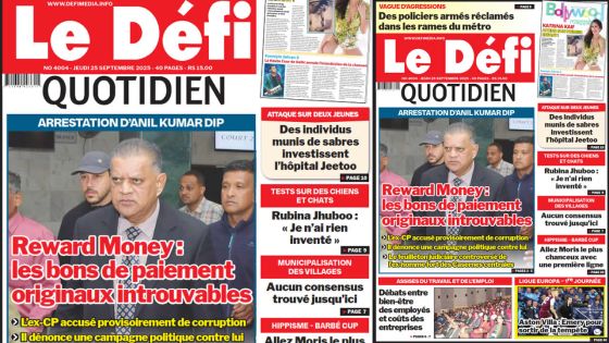 Voici la une du Défi Quotidien de ce Jeudi 25 Septembre 2025