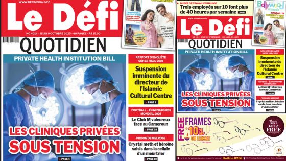 Voici la une du Défi Quotidien de ce Jeudi 09 Octobre 2025