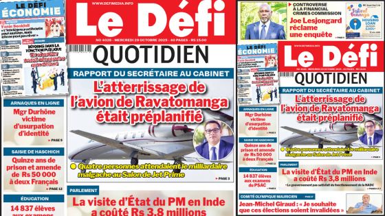 Voici la une du Défi Quotidien de ce Mercredi 29 Octobre 2025