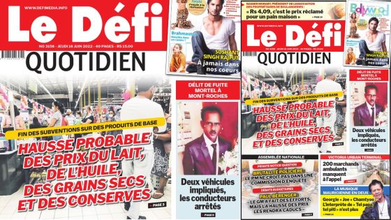 Voici la une du Défi Quotidien de ce jeudi 16 Juin 2022