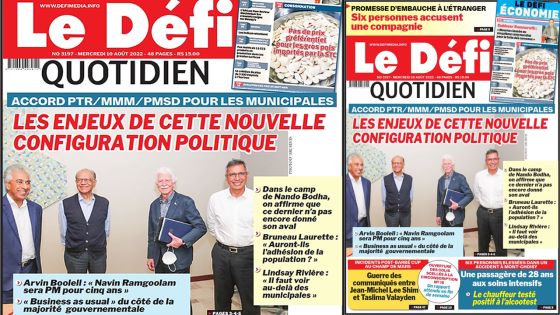 Voici la une du Défi Quotidien de ce mercredi 10 Août 2022