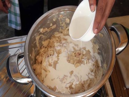 Gratin de palmiste frais aux crevettes
