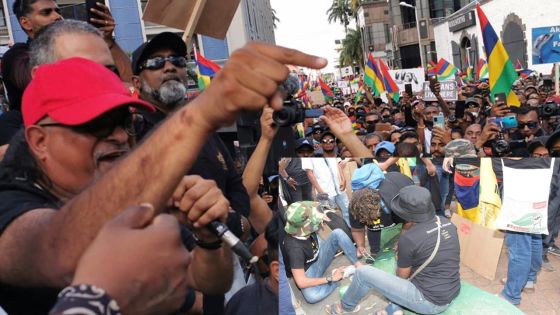 Des membres de Rezistans ek Alternativ, présents à la marche citoyenne