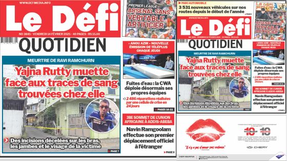 Voici la une du Défi Quotidien de ce Vendredi 14 Février 2025