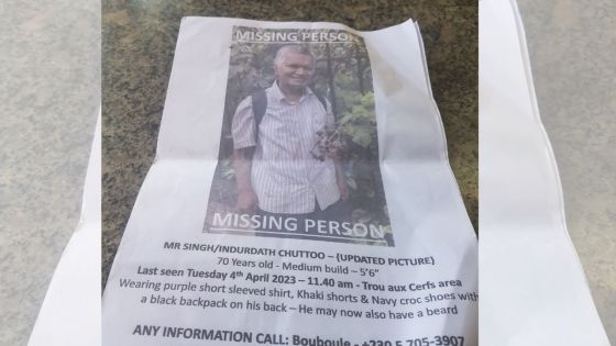 Indurdath Chuttoo, 70 ans, porté manquant